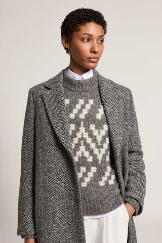 Single-breasted herringbone wool coat