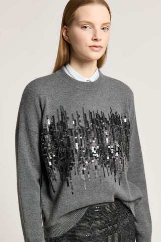 Wool and alpaca sweater with sequins