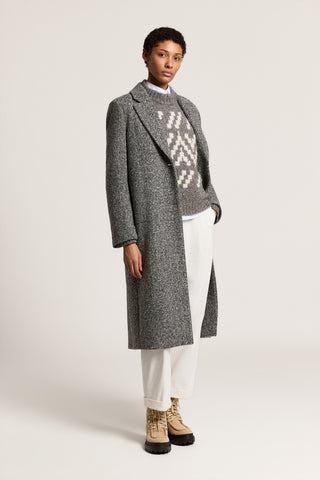 Single-breasted herringbone wool coat