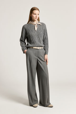 Two-way stretch wool palazzo trousers