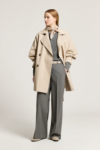 Double-breasted trench coat in cotton-blend twill