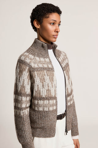 Wool, alpaca and cotton bomber jacket with zip 4 / 5
