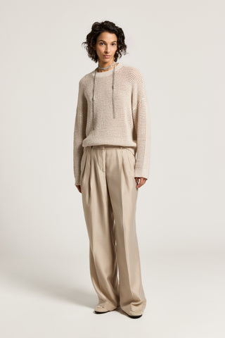 Semi-shiny lyocell organza trousers