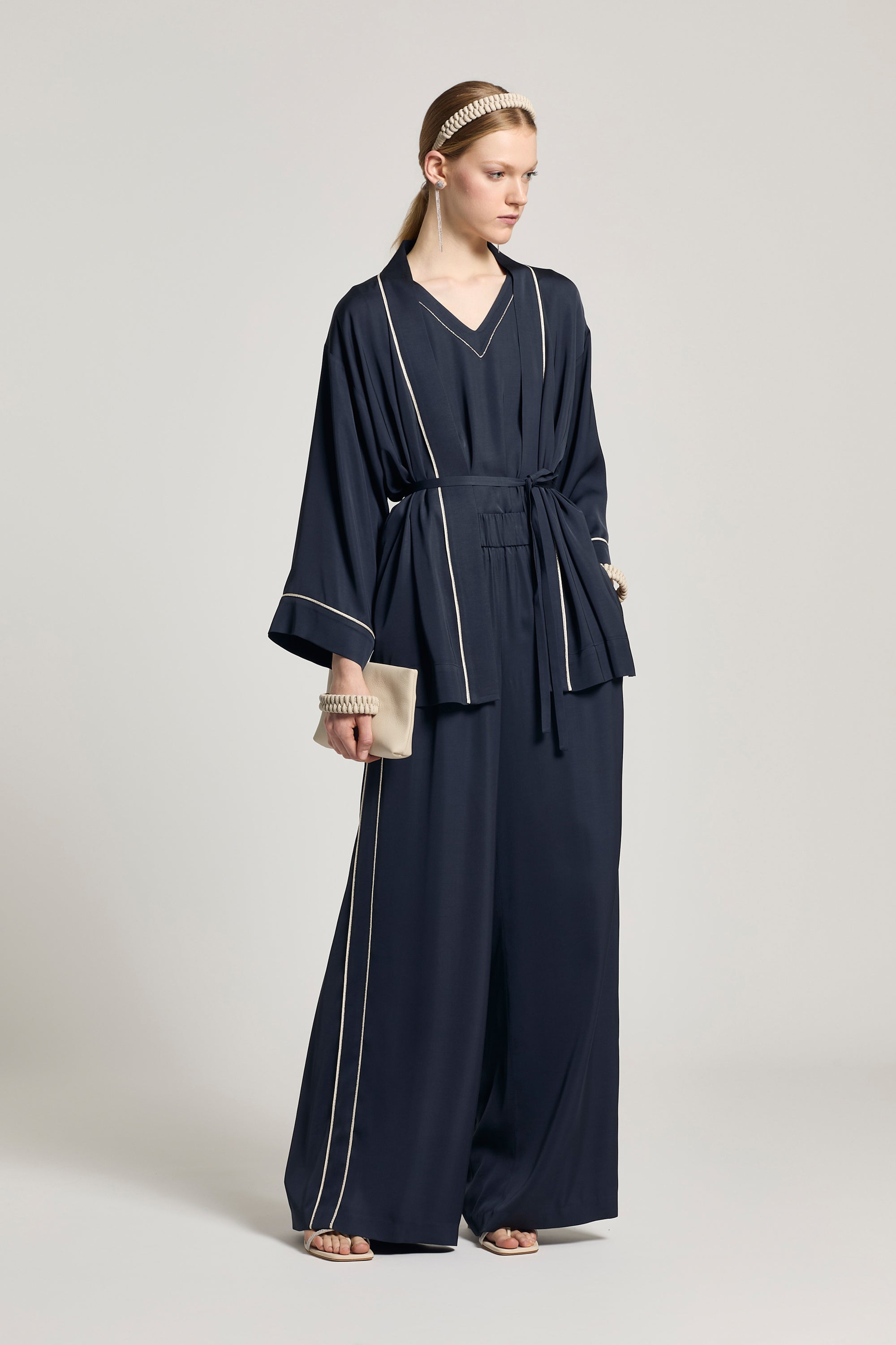 Viscose satin trousers | Peserico US