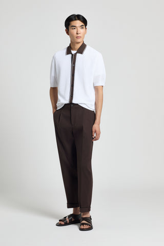 Pure cotton gabardine trousers with darts