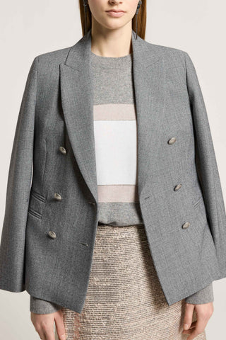 Wool, silk, cashmere, and lurex sweater