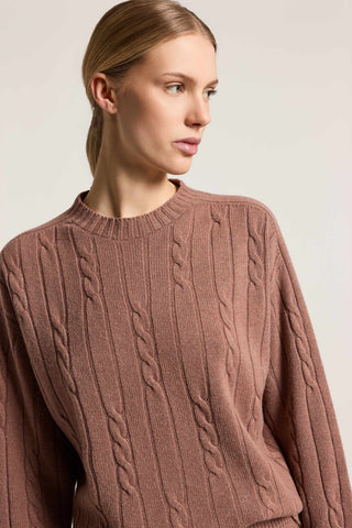 Wool, silk, cashmere and lamé cable-knit sweater 3 / 3