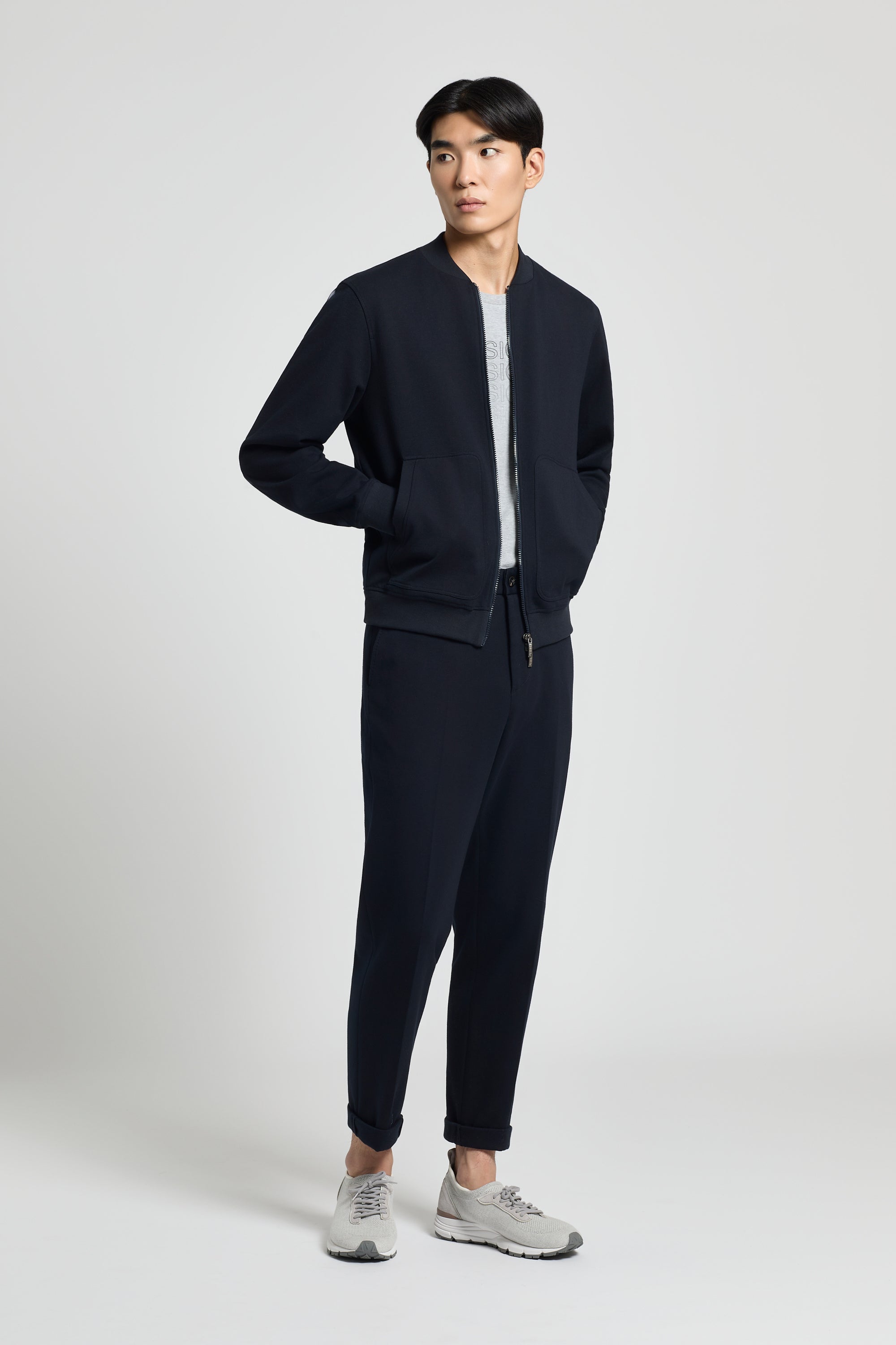 Cotton jersey bomber-style sweatshirt | Peserico US