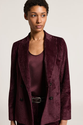 Double-breasted blazer in mixed-wale corduroy