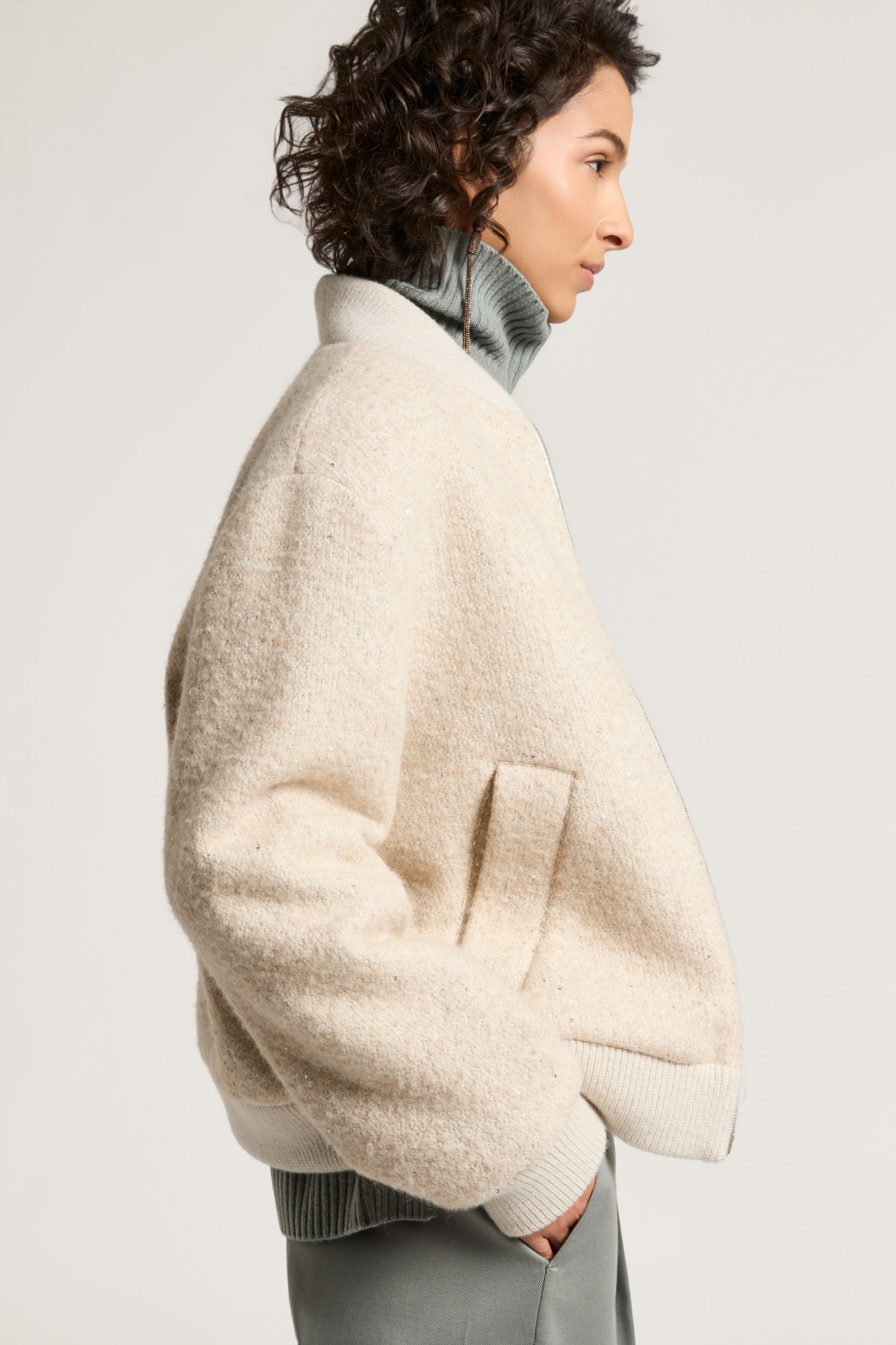 Wool and baby alpaca jacket with sequins | Peserico US