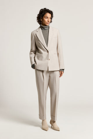 Micro houndstooth wool and lurex trousers