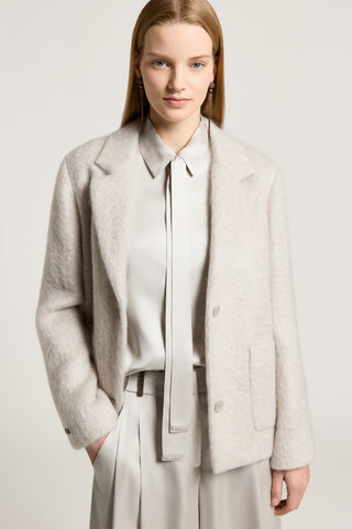 Single-breasted blazer in carded mohair-blend bouclé