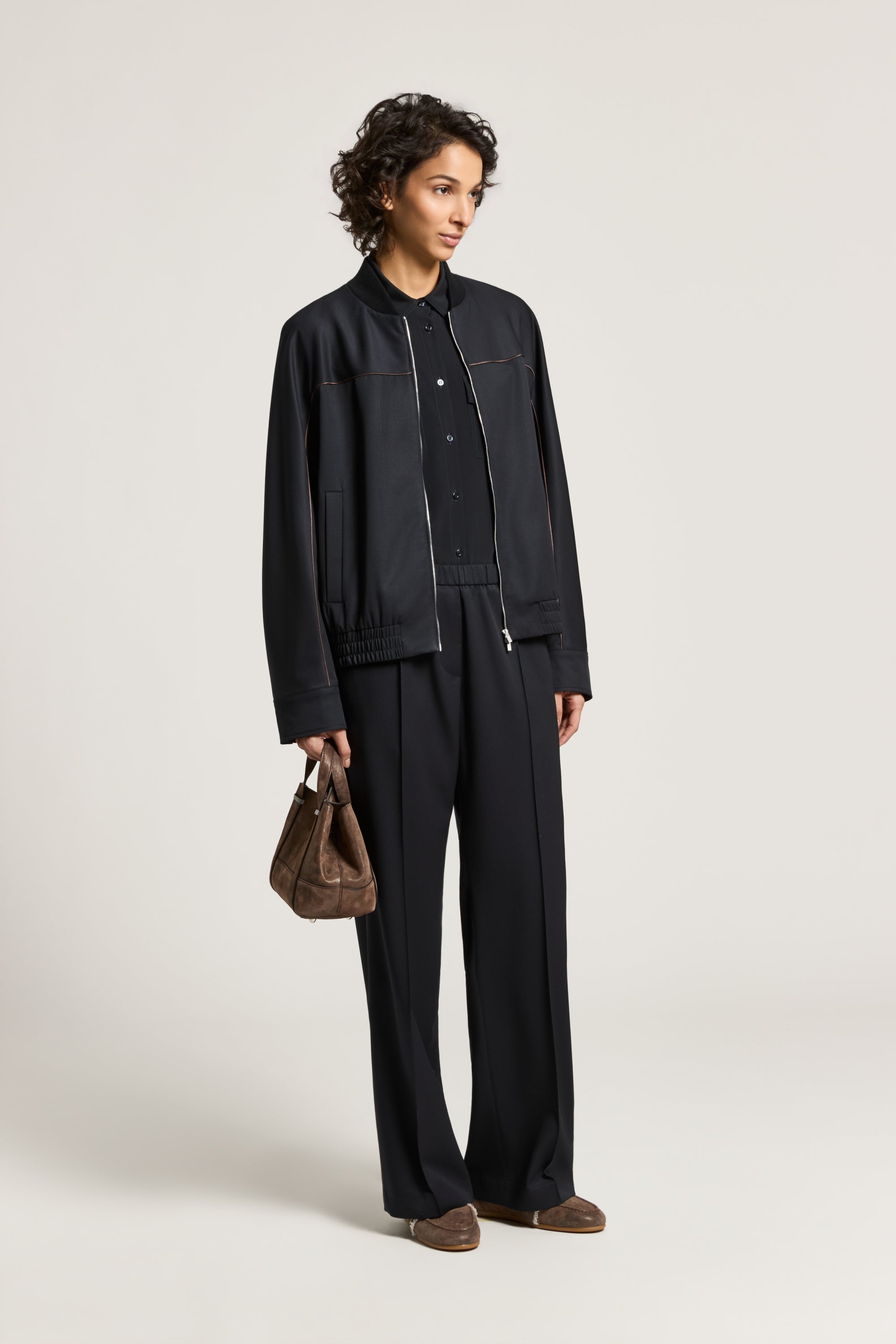 Technical pure wool gabardine trousers | Peserico US