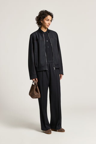 Wool jacket with bomber collar