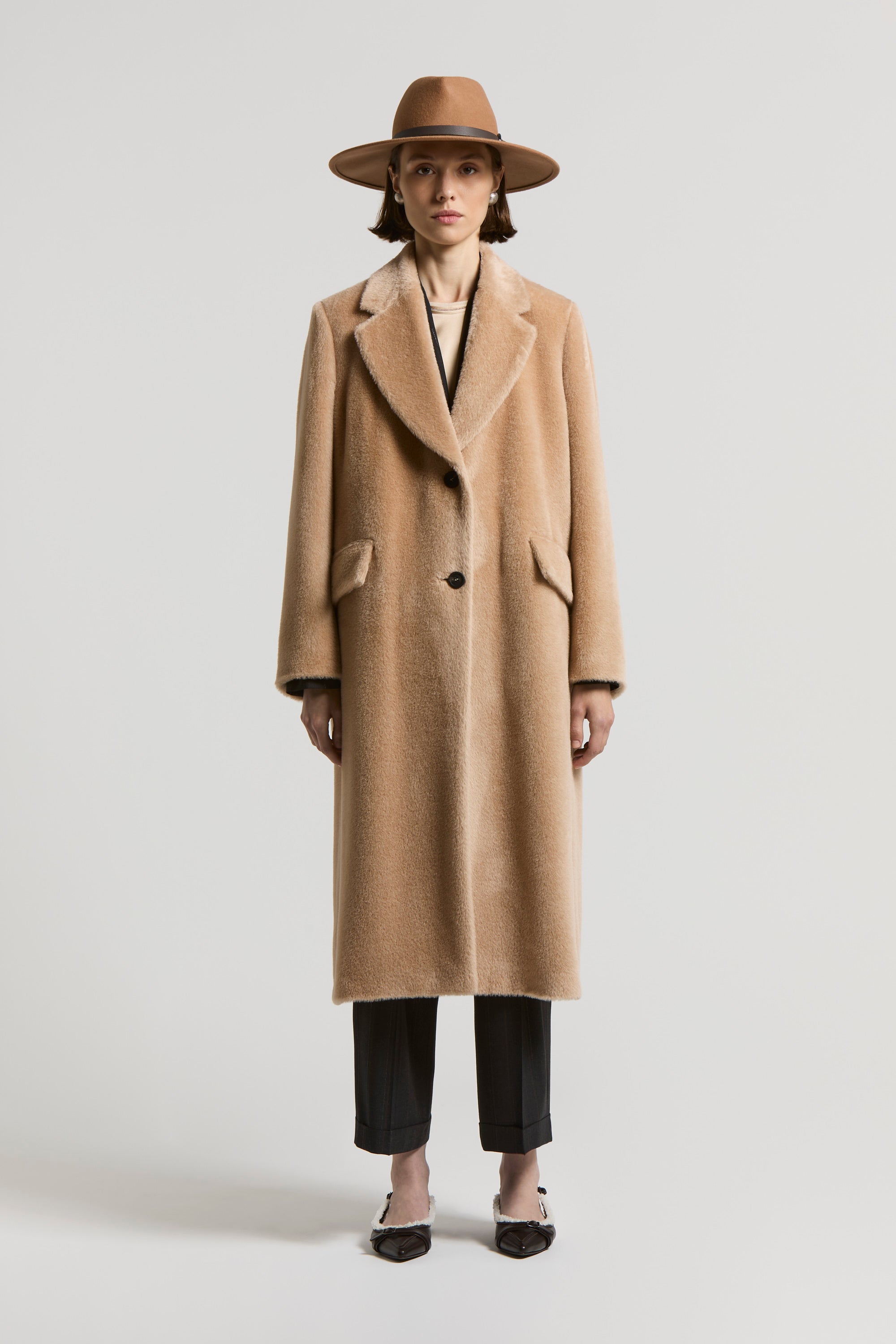 Long-haired alpaca and wool long coat | Peserico US