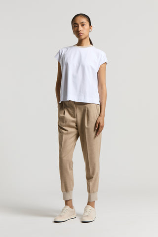 Wool and viscose flannel trousers