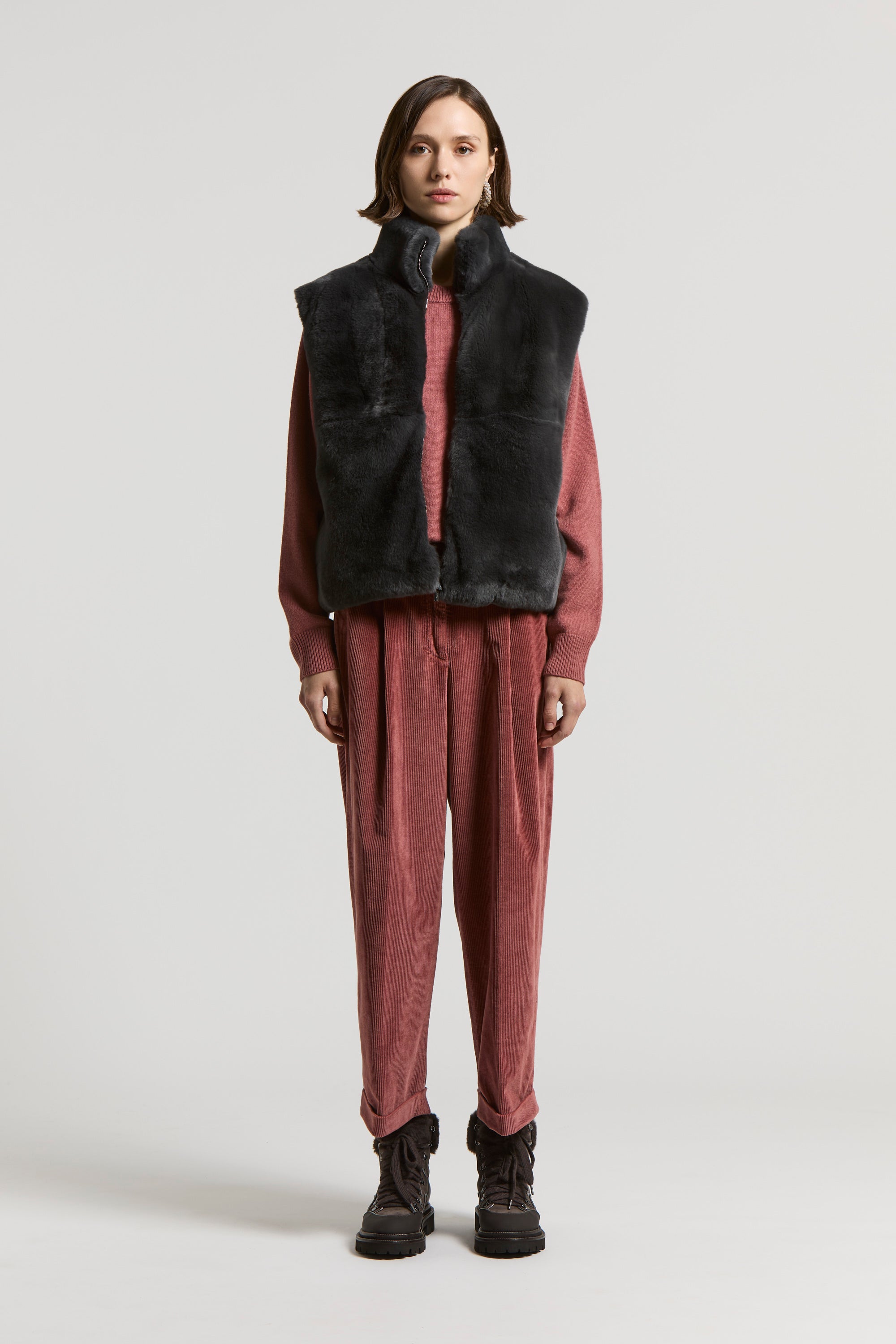 Wool, cashmere and rex lapin fur vest | Peserico US
