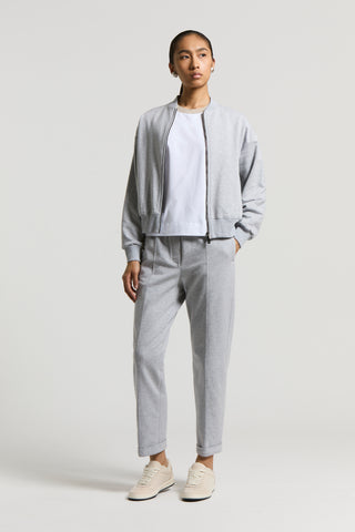 Polished fine cotton fleece trousers