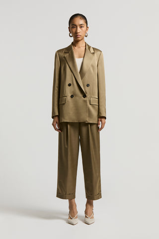 Viscose/wool satin trousers