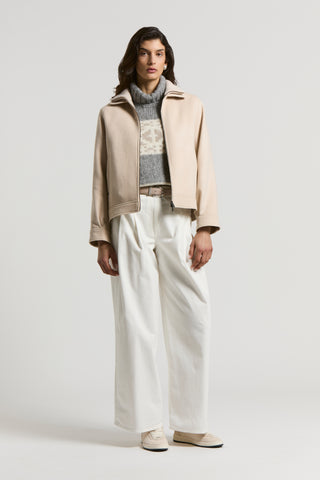 Peach-finish cotton twill trousers