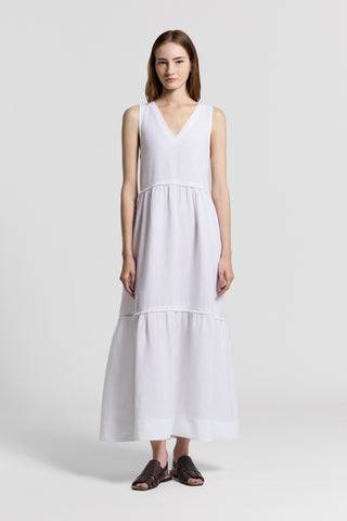 peserico linen dress Peserico White LINEN LONG DRESS, White / 42