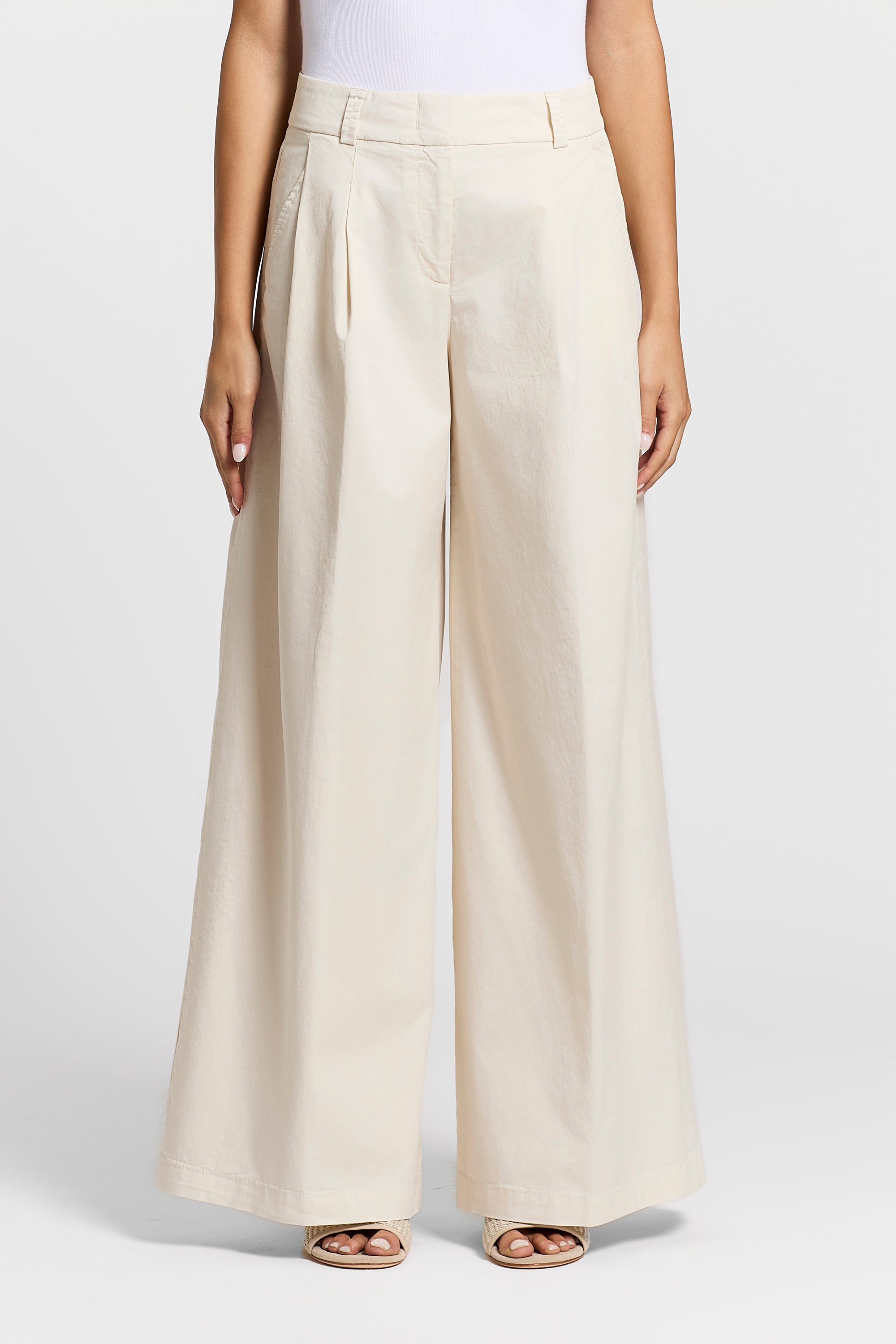 Cotton gabardine palazzo trousers | Peserico US