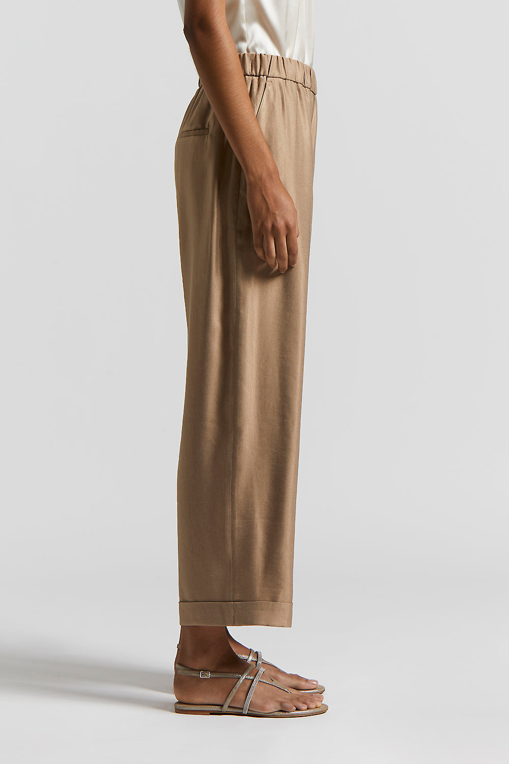 【関税込み】PESERICO Check wool trousers Shiny viscose-linen gabardine trousers | Peserico US