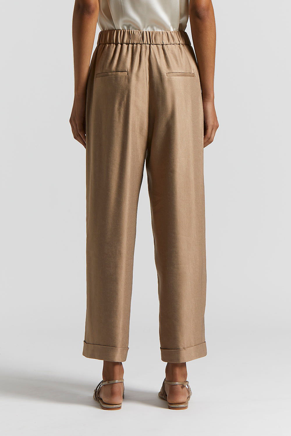 Shiny viscose-linen gabardine trousers | Peserico US
