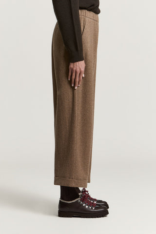 Carded wool and cashmere gauze trousers