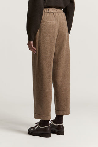 Carded wool and cashmere gauze trousers