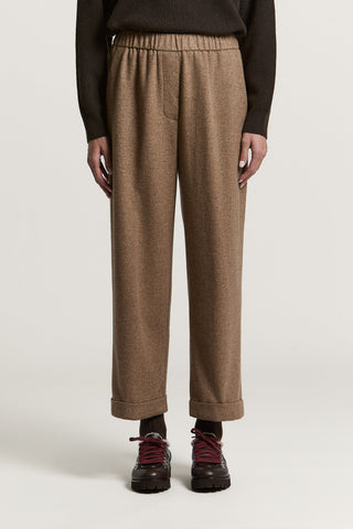 Carded wool and cashmere gauze trousers