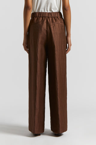 Trousers in crushed technical linen gabardine