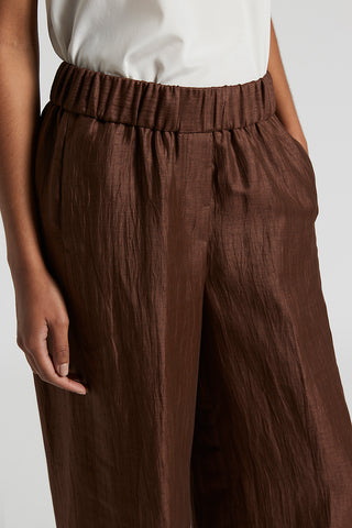 Trousers in crushed technical linen gabardine