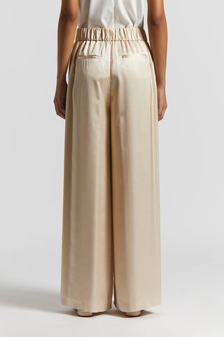 Viscose satin trousers with elastic band