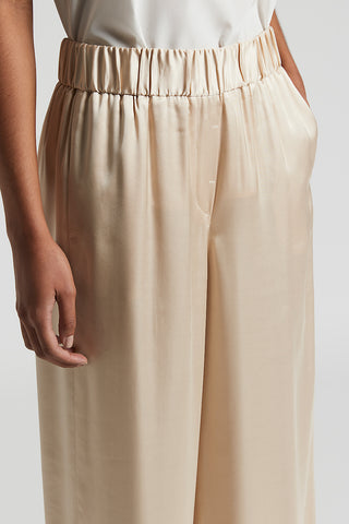 Viscose satin trousers with elastic band