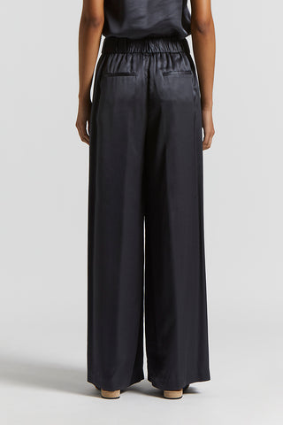 Viscose satin trousers with elastic band