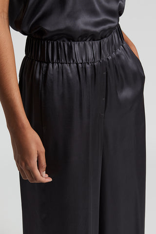 Viscose satin trousers with elastic band