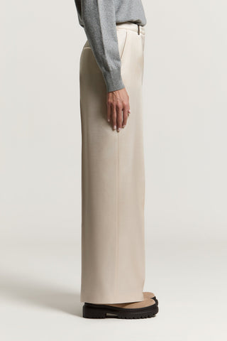 Viscose/wool satin palazzo trousers