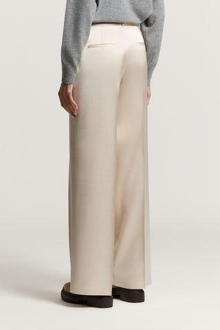 Viscose/wool satin palazzo trousers
