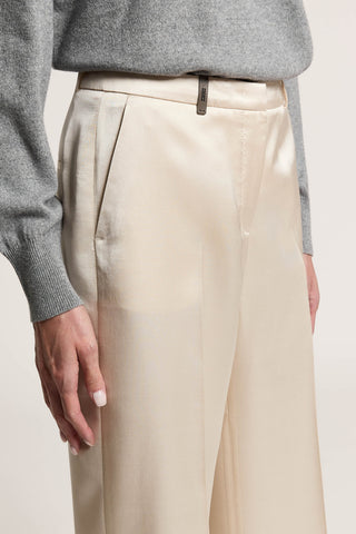 Viscose/wool satin palazzo trousers