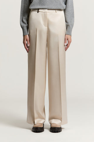 Viscose/wool satin palazzo trousers