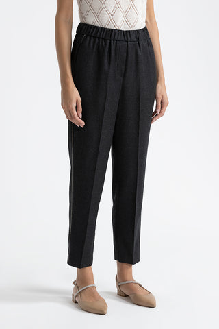 Wool and lurex carrot trousers