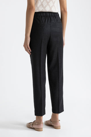 Wool and lurex carrot trousers