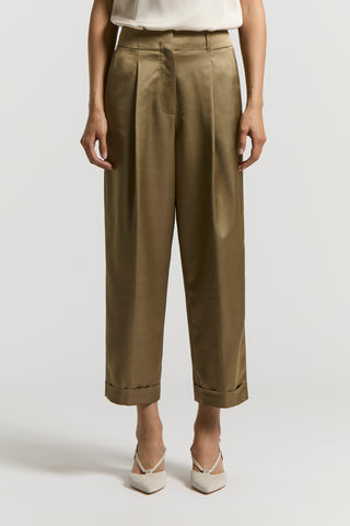 Viscose/wool satin trousers