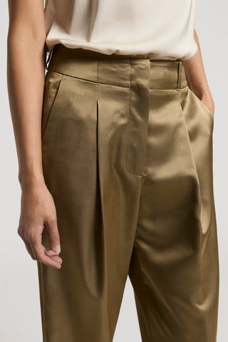 Viscose/wool satin trousers