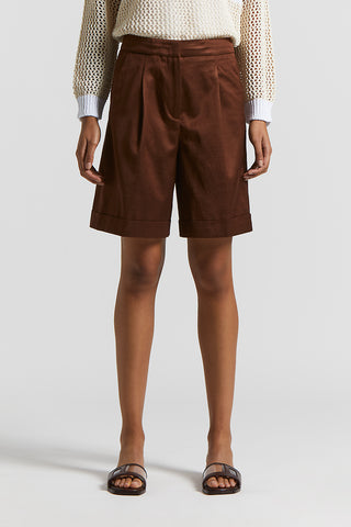 Viscose cotton satin twill bermuda shorts