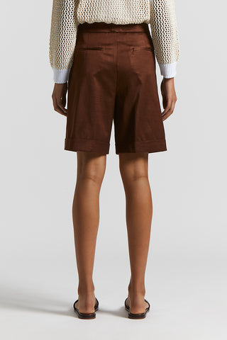 Viscose cotton satin twill bermuda shorts