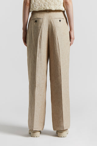 Linen canvas delavè effect trousers