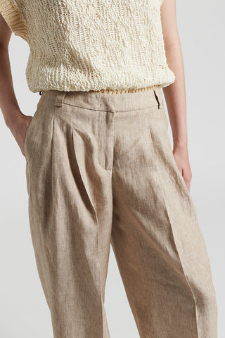 Linen canvas delavè effect trousers