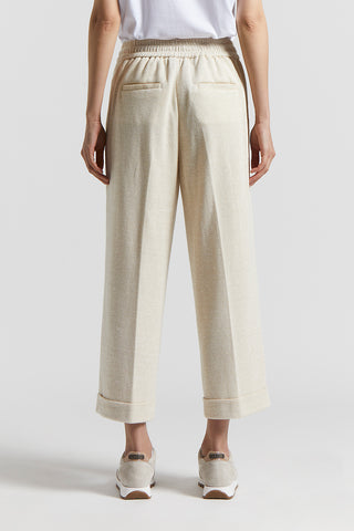 Linen and Jersey Pants - White Linen and Jersey Pants - White